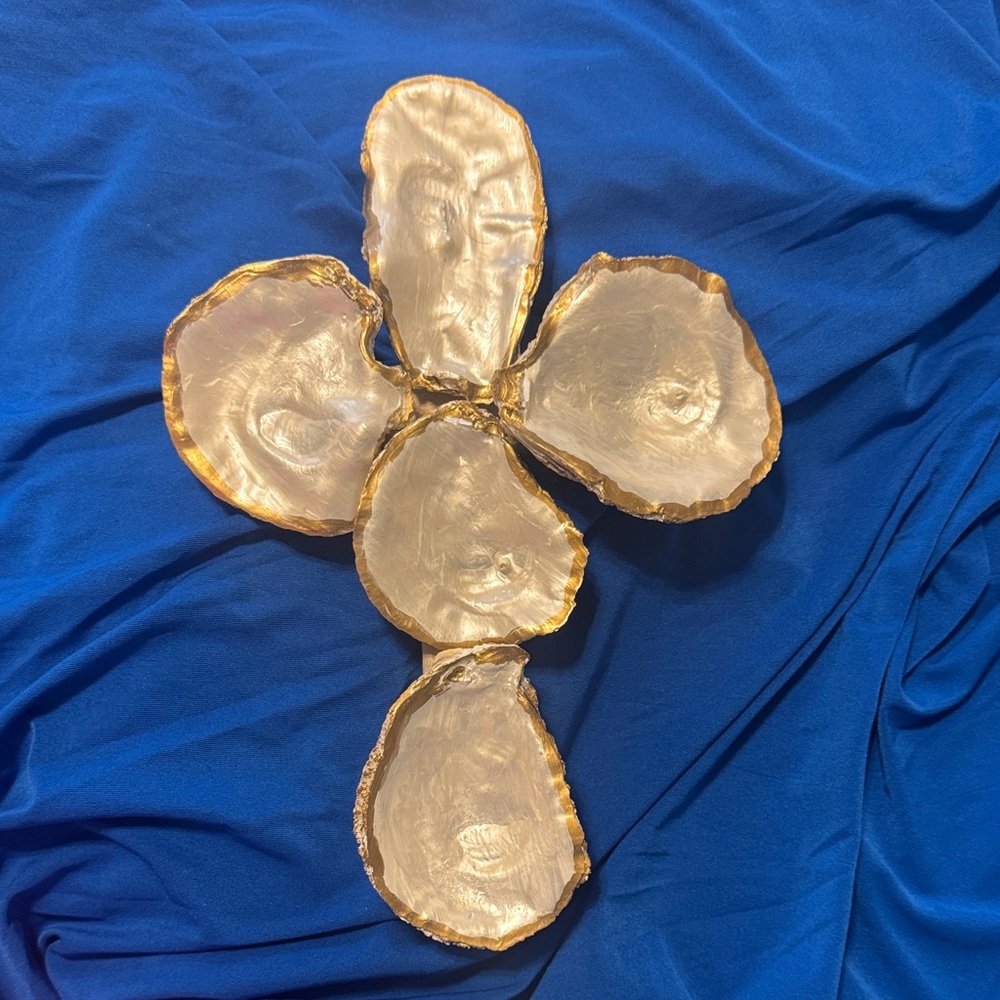 Gold & pearl oyster cross